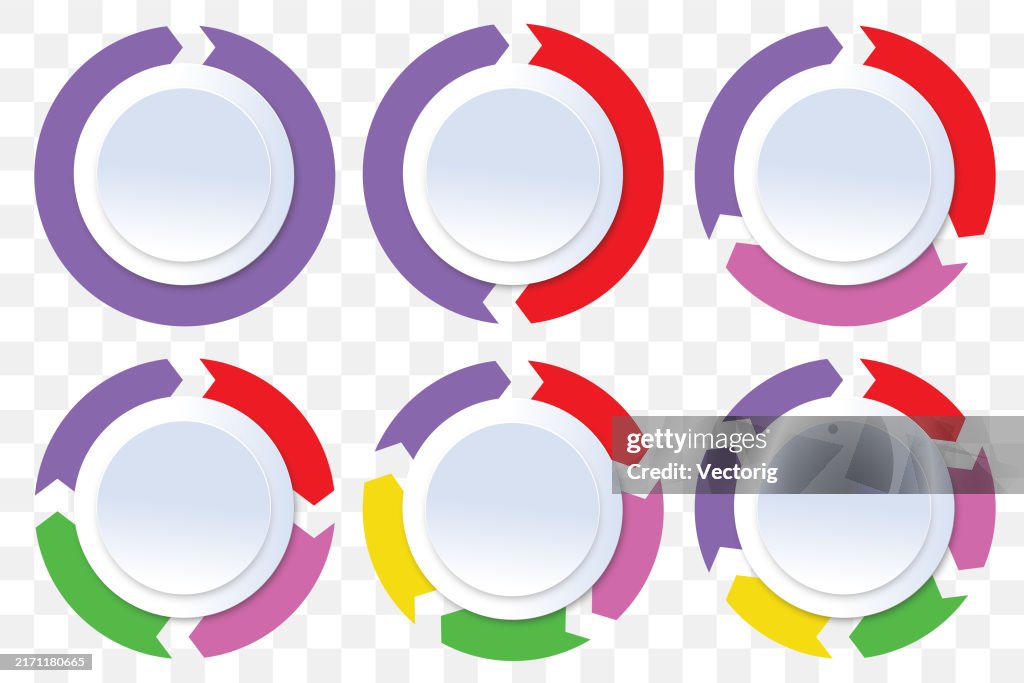 Multicolored Circular Charts For Infographics And Data Visualization ...