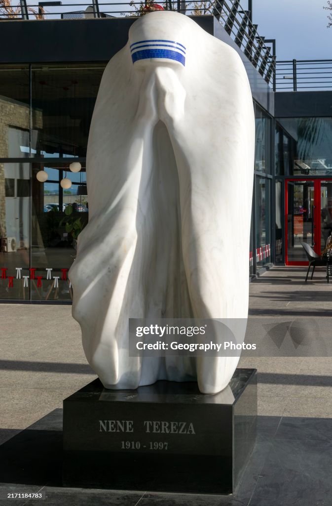 Statue sculpture Mother Theresa 1910-1997, Tirana International Airport Nënë Tereza, Mother Theresa Rinas Airport, Tirana, Albania