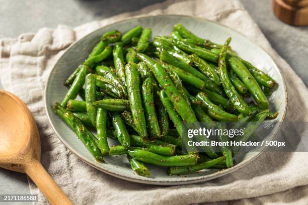 high angle view of vegetables in plate on table,united states,usa - green bean stock pictures, royalty-free photos & images
