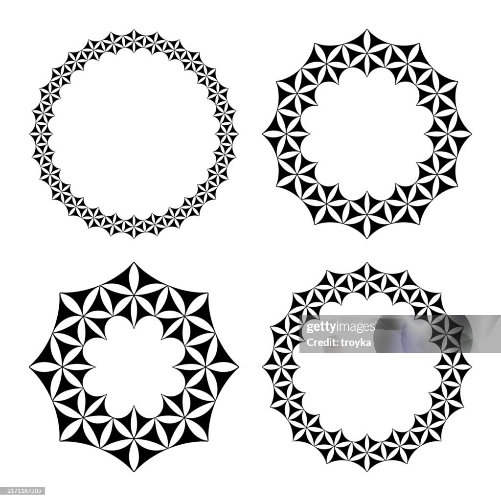Set Of Circle Design Elements Radial Patterns For Round Frames High-Res ...