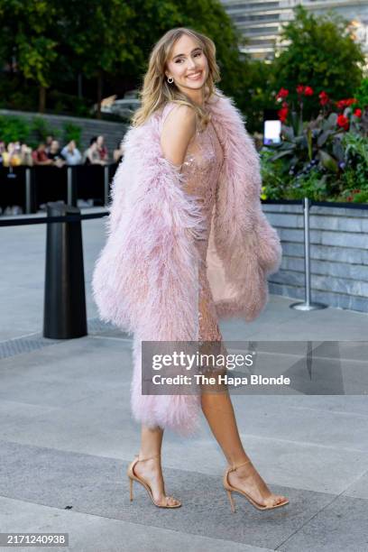 Suki Waterhouse is seen at the Michael Kors show in Hudson Yards on September 10, 2024 in New York City.