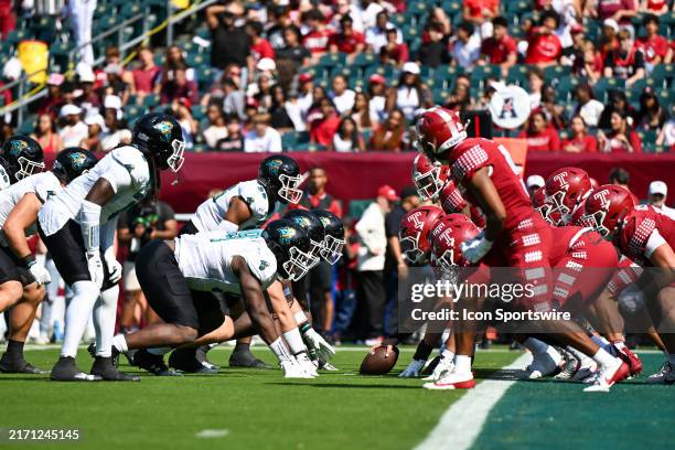 Goal line play during the game between the Coastal Carolina Chanticleers and the Temple Owls on September 14th, 2024 at Lincoln Financial Field in...