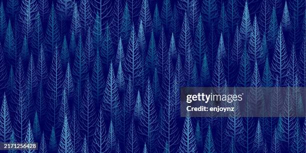 seamless blue winter forest background - forestry equipment stock illustrations