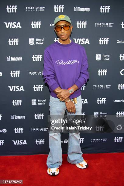 Pharrell Williams attends the premiere of "Piece by Piece" at Princess of Wales Theatre on September 10, 2024 in Toronto, Ontario.