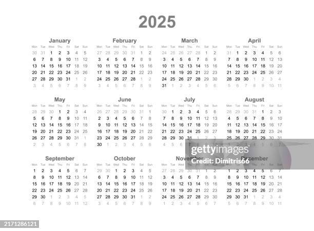 ilustrações de stock, clip art, desenhos animados e ícones de twelve month 2025 calendar - setembro