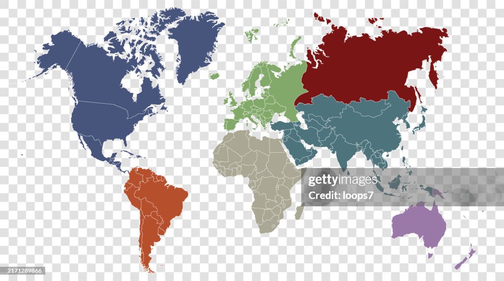 Mappa del mondo dettagliata divisa in sei continenti - Versione accurata e corretta