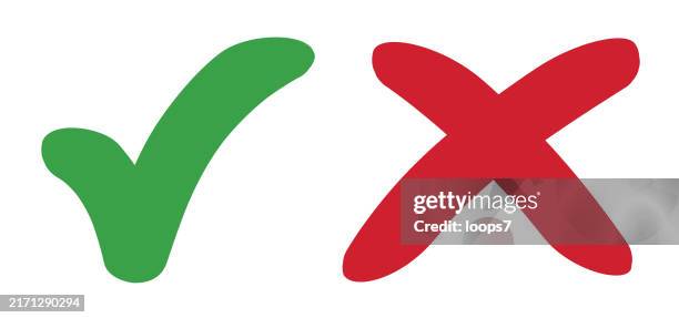check mark and cross vector illustration - green tick stock illustrations