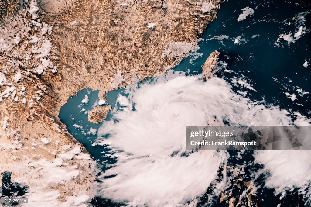 Typhoon Yagi 2024 Cloud Map South China Sea 3D Render Neutral
