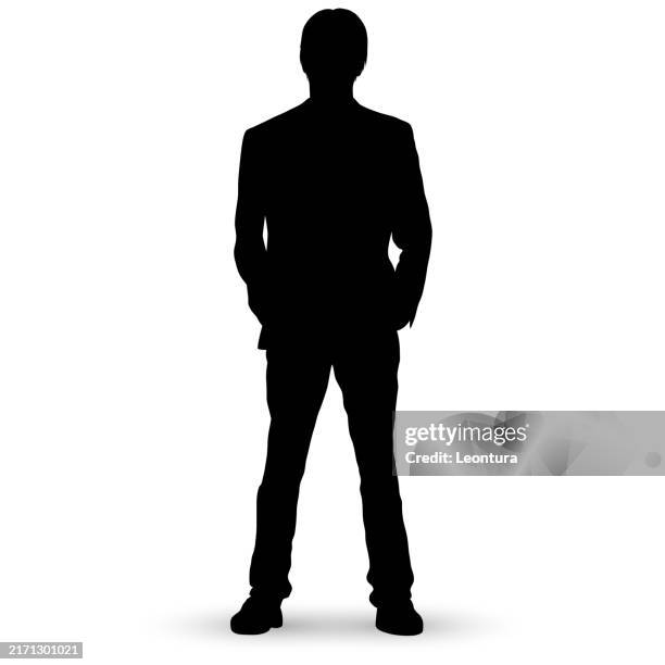 ilustraciones, imágenes clip art, dibujos animados e iconos de stock de silueta de pie de un hombre - mafia