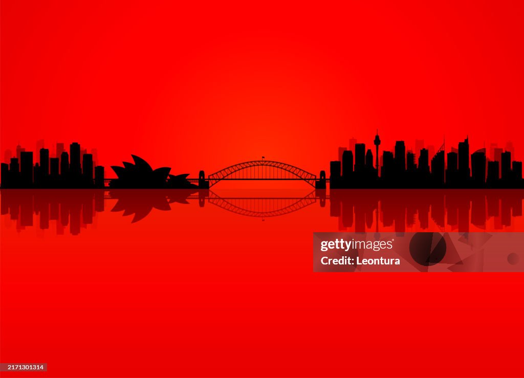 Highly Detailed Sydney Skyline Silhouette (All Buildings Are Moveable and Complete)