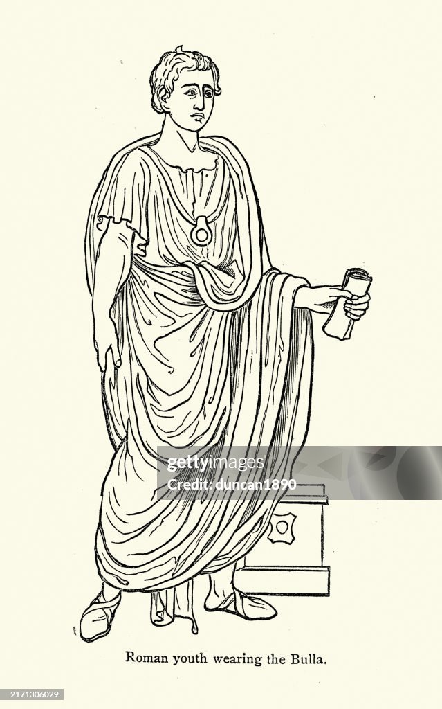 History Of Fashion Ancient Rome Youth Wearing Toga And Bulla Amulet ...