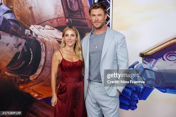 Elsa Pataky and Chris Hemsworth arrive at the "Transformers One" Australian Premiere at the IMAX Darling Harbour on September 11, 2024 in Sydney,...