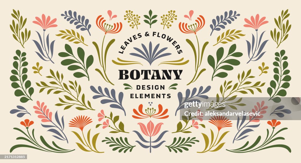 Éléments de conception de fleurs et de feuilles