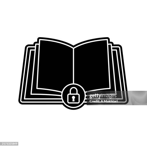 book and notebook icon with padlock. - school closed stock illustrations