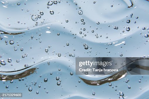 Textured gel with air bubbles. Concept of skincare and beauty. Care cosmetics with peptides, ceramides, retinol molecules concept. Oil or hyaluronic or polyglutamic acid Textured gel with air bubbles. Concept of skincare and beauty. Care cosmetics with peptides, ceramides, retinol molecules concept. Oil or hyaluronic or polyglutamic acid