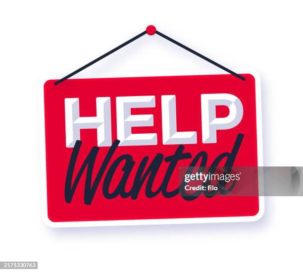 hilfe gesucht beschäftigung stellenschild - mitarbeiterbindung stock-grafiken, -clipart, -cartoons und -symbole