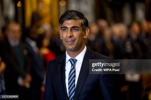 Former British Prime Minister Rishi Sunak attends a thanksgiving and rededication service for the 84th anniversary of the Battle of Britain at...