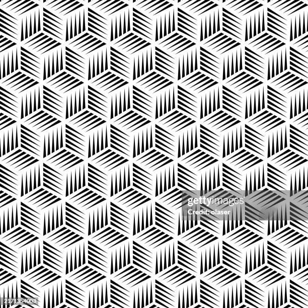 cube pattern with sides covered by triangles - black cube stock illustrations