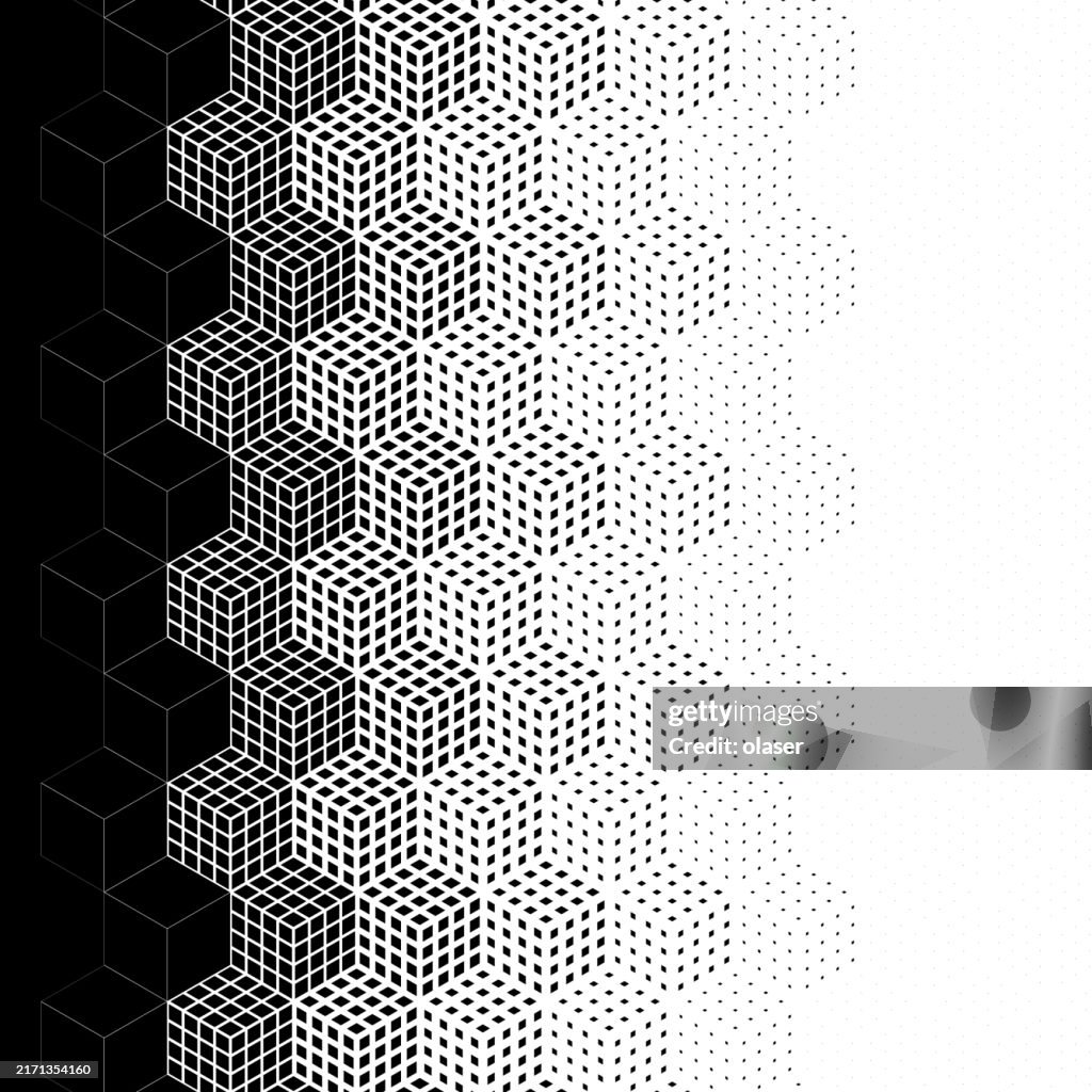 Horizontal Fading Cube Pattern With Sides Each Covered By 16 Small ...