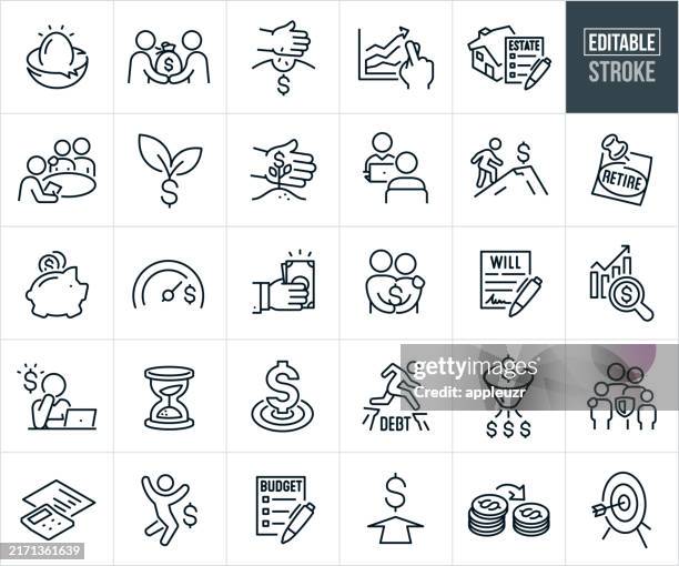 stockillustraties, clipart, cartoons en iconen met financial planning thin line icons - editable stroke - erfenis