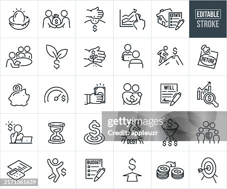 Financial Planning Thin Line Icons - Editable Stroke Financial Planning Thin Line Icons - Editable Stroke