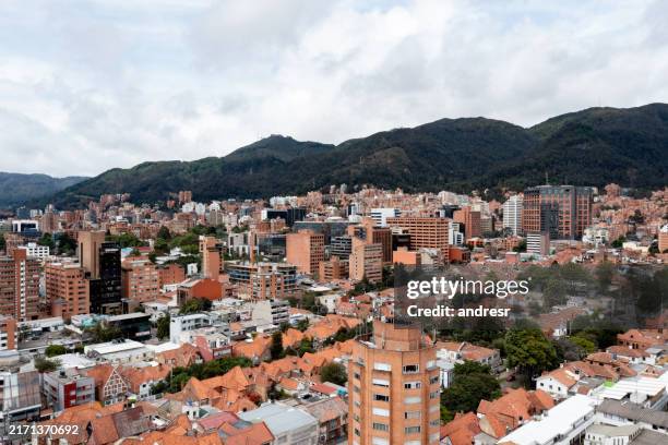 aerial view of bogota, colombia - bogotá fotografías e imágenes de stock