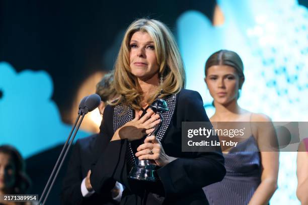 Kate Garraway accepts the Authored Documentary for “Derek’s Story” on stage during the NTAs 2024 at The O2 Arena on September 11, 2024 in London,...