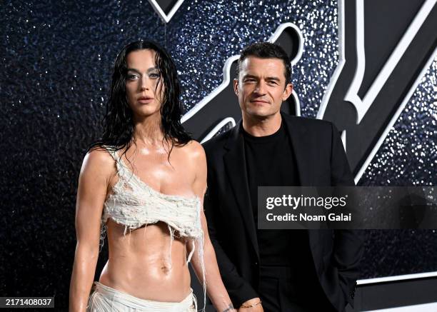 Katy Perry and Orlando Bloom attend the 2024 MTV Video Music Awards at UBS Arena on September 11, 2024 in Elmont, New York.