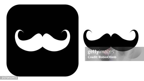 black and white cute heart icons - handlebar moustache stock illustrations