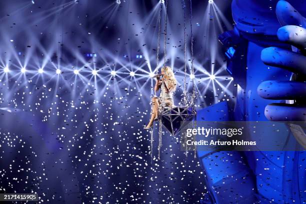 Sabrina Carpenter performs on stage during the 2024 MTV Video Music Awards at UBS Arena on September 11, 2024 in Elmont, New York.
