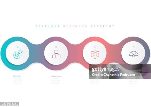 illustrazioni stock, clip art, cartoni animati e icone di tendenza di elementi infografici modello in 4 passaggi - illustrazioni stock. infografica, icone, affari, organizzazione, grafico - illustrazioni stock - infografica