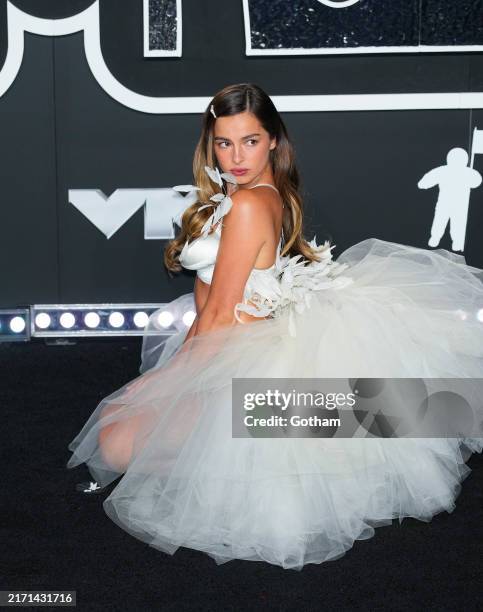 Addison Rae 2024 White Ruffle Addison Rae at the 2024 MTV Video Music Awards at UBS Arena on... News ...