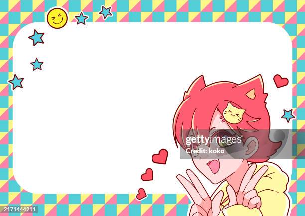 anime style. cute girl. copy space, banners, advertisements. - high school kid stock illustrations