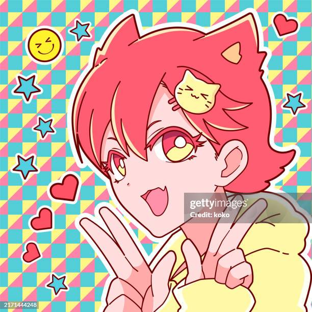anime style. cute girl. - anime girl stock illustrations