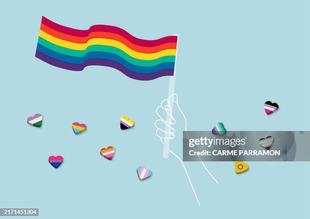 flags with lgbt colors. pride month - rainbow flag stock illustrations