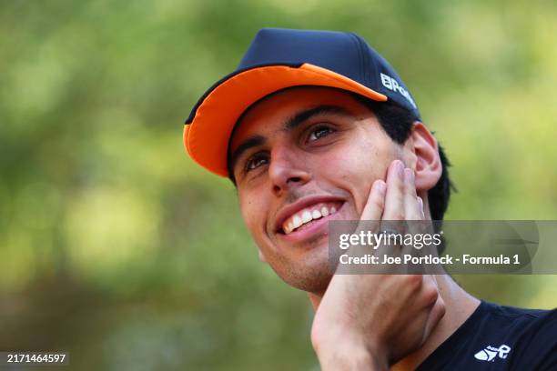 Gabriel Bortoleto of Brazil and Invicta Racing looks on in the Paddock during previews ahead of Round 12 Baku of the Formula 2 Championship at Baku...