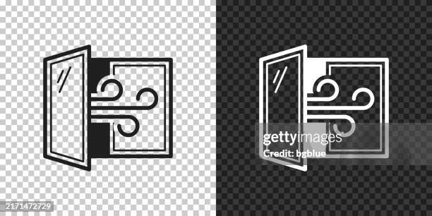 open window - airing the room. icon for design on blank background - open window stock illustrations