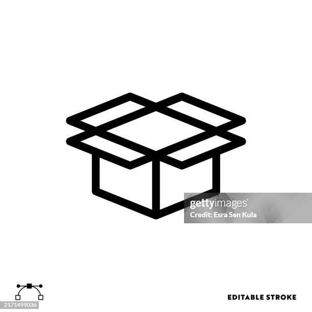 opened box line icon design with editable stroke. suitable for web page, mobile app, ui, ux and gui design. - empty box stock illustrations