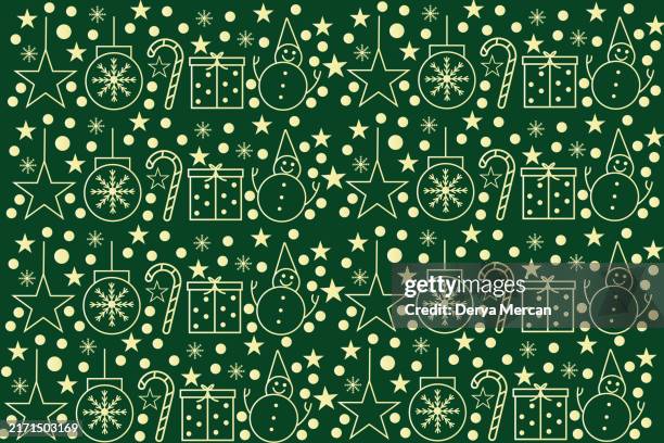 christmas icons seamless pattern texture background including, snowflake,snowman, nut, gift box, reindeer,wood, sock and bells graphics stock illustration - candy wrapper stock illustrations