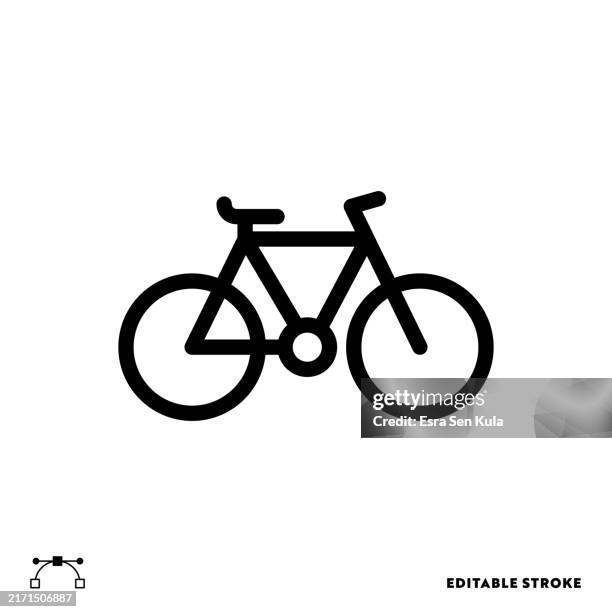 illustrations, cliparts, dessins animés et icônes de conception d’icône de ligne de vélo avec trait modifiable. convient pour la conception de pages web, d’applications mobiles, d’interface utilisateur, d’ux et d’interfaces graphiques. - roue