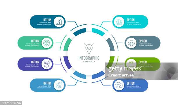 ilustraciones, imágenes clip art, dibujos animados e iconos de stock de elemento de infografía 8 pasos - infografía