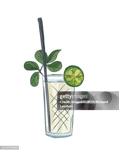 mojito cocktail over white background, vector illustration - mojito stock illustrations
