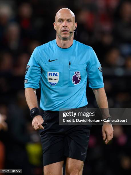Referee Anthony Taylor during the Premier League match between AFC Bournemouth and Chelsea FC at Vitality Stadium on September 14, 2024 in...