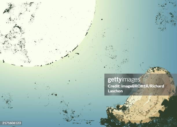 abstract art vector background, grunge man and moon theme - destroyed crops stock illustrations