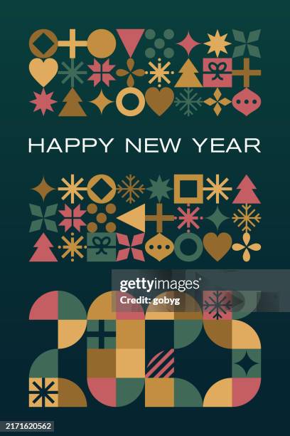 ilustrações de stock, clip art, desenhos animados e ícones de 2025 new year greeting card - cartão de ano novo