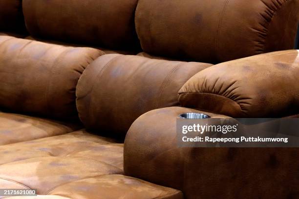 retro leather sofa - head rest stock pictures, royalty-free photos & images