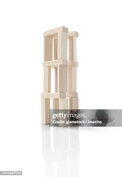 block, jenga, wood, wooden block, stack, play, play equipment, toy, still life, reflection, path, white background, no people - block removal game stock pictures, royalty-free photos & images