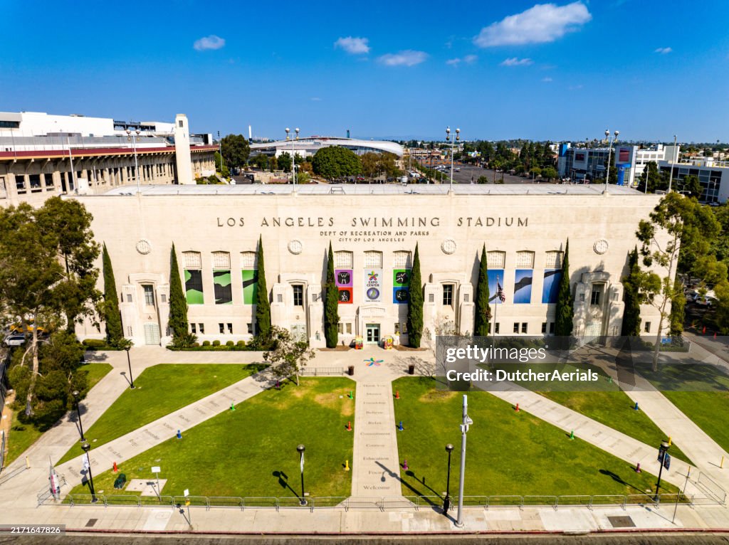 Veduta aerea dello stadio di nuoto di Los Angeles