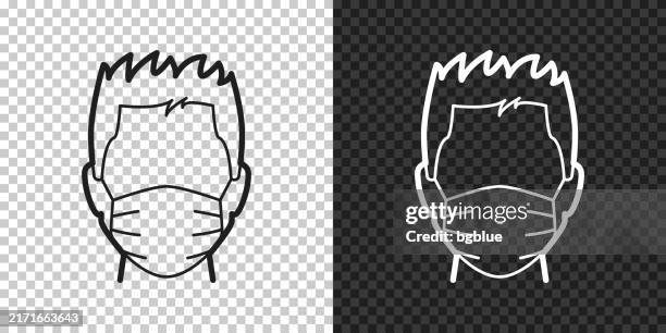 man in medical face protection mask. icon for design on blank background - face mask instructions vector stock illustrations