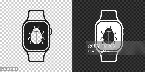 smartwatch with bug. icon for design on blank background - cracker isolated stock illustrations